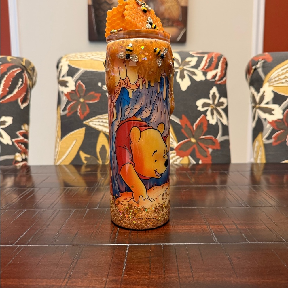 Winnie the Pooh Themed Tumbler with Honeycomb Design